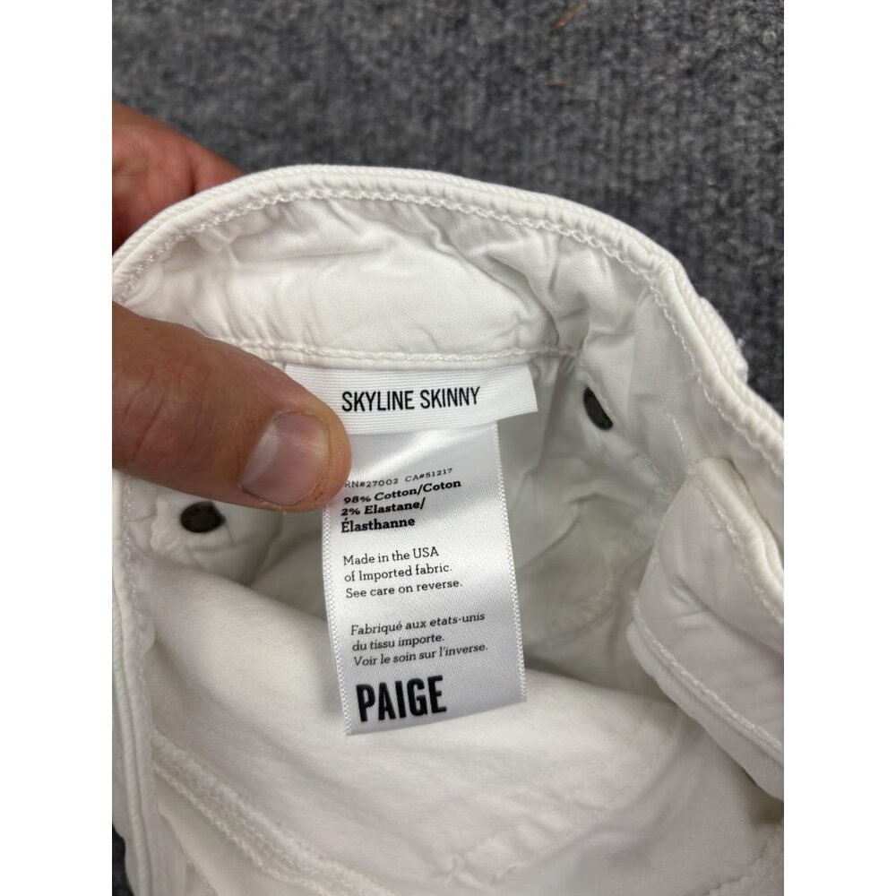 Paige Skyline Skinny Jeans Womens 27 White Made in USA Stretch Denim Mid Rise - Picture 8 of 8
